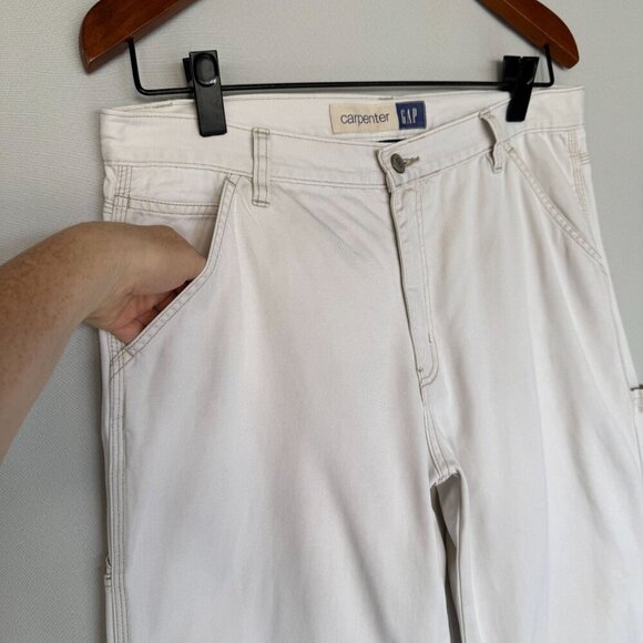 90s Vintage Gap 100% Cotton Bone Carpenter Mid Rise Straight Leg Jeans Size 10 - Picture 4 of 15